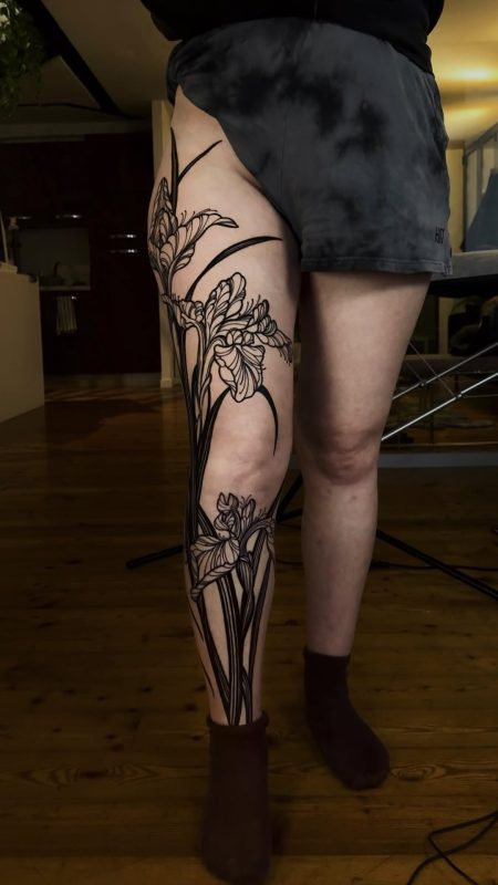 Floral Blackwork Leg