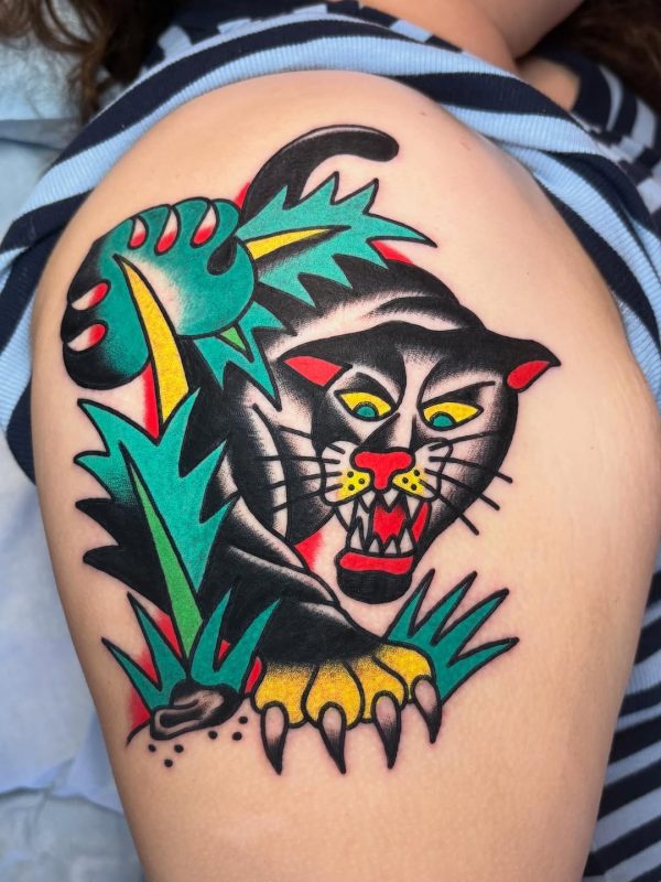 Panther and Leaves