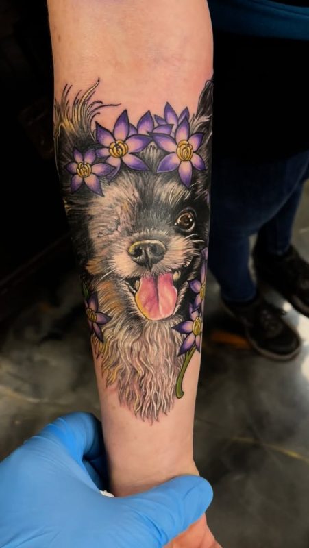 Dog with Flowers