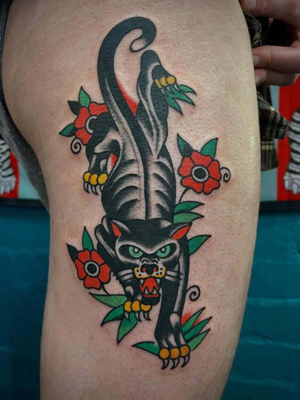 Panther and Flowers
