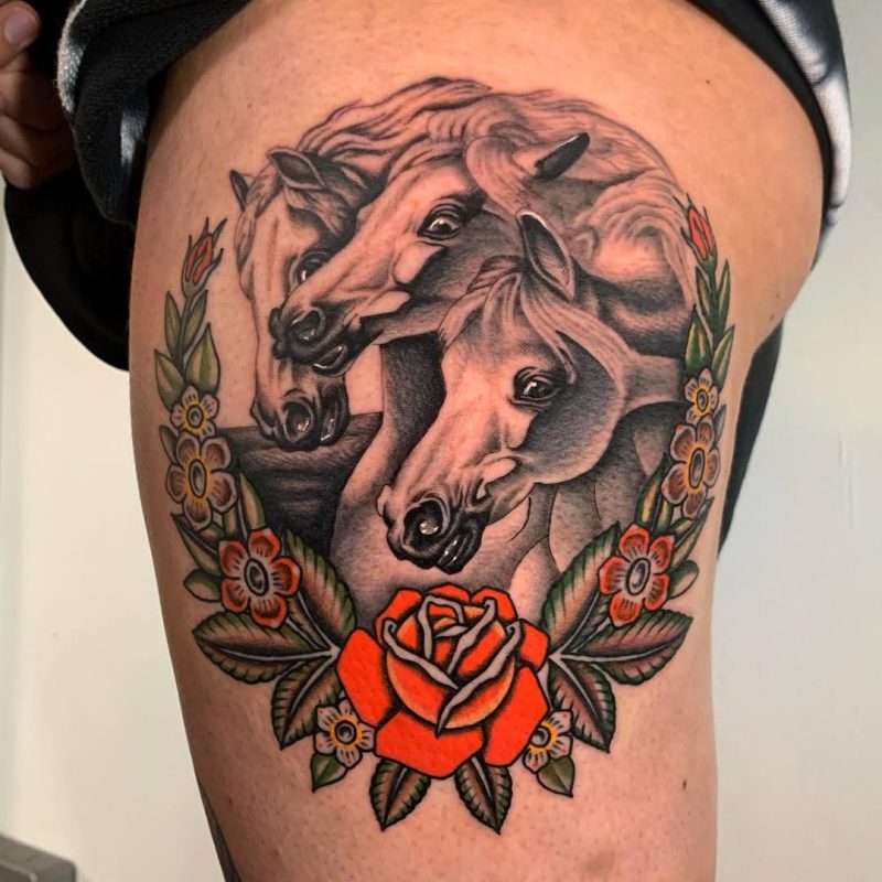 Horse Rose Tattoo
