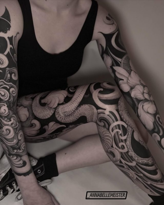 Blackwork Floral Sleeve