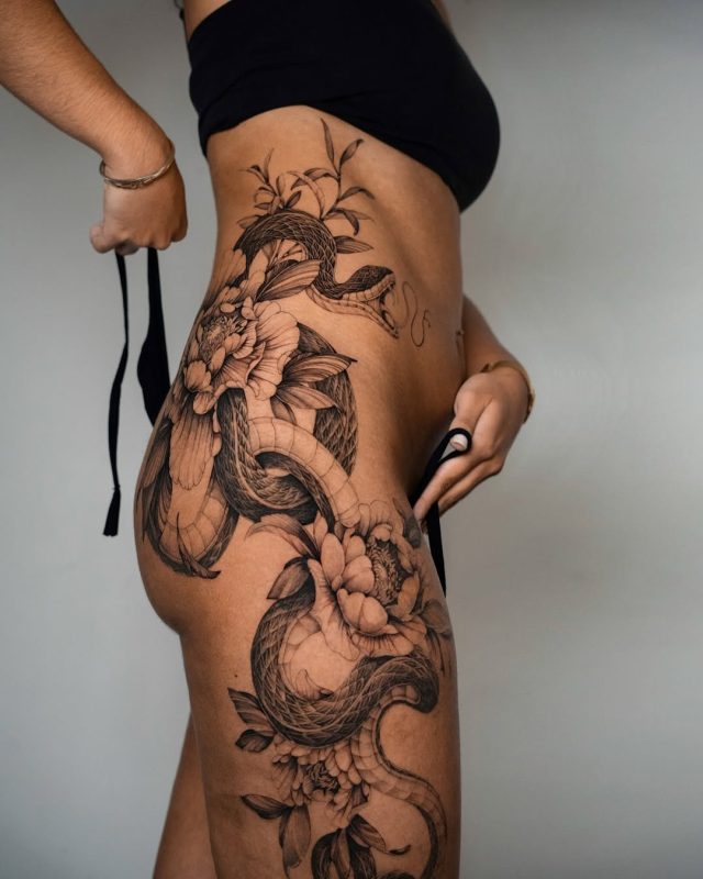 Snake and Flowers