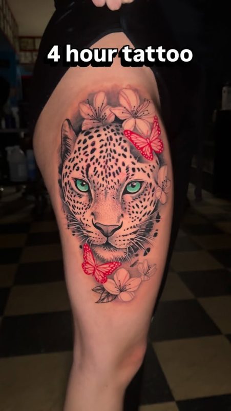 Leopard with Butterflies