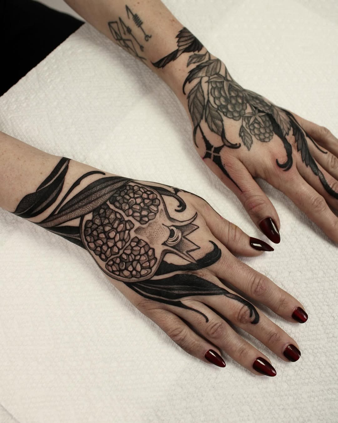 Blackwork Floral Hands