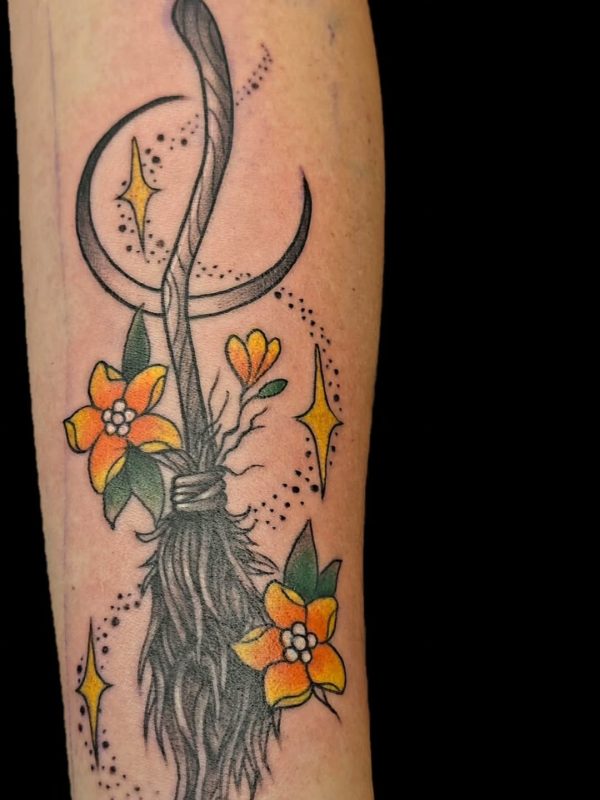 Broom and Flowers