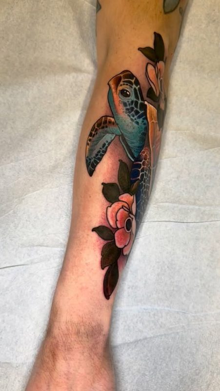 Turtle and Flowers