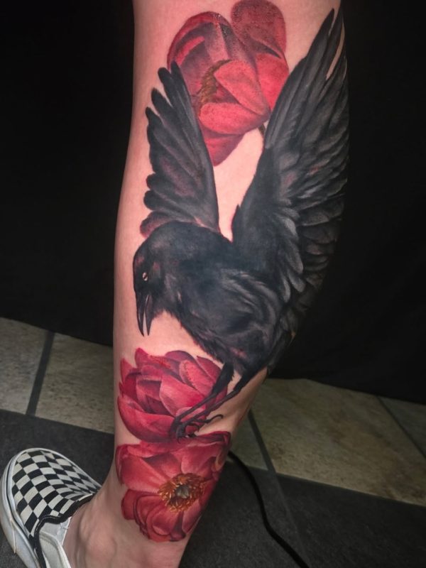 Crow and Flowers