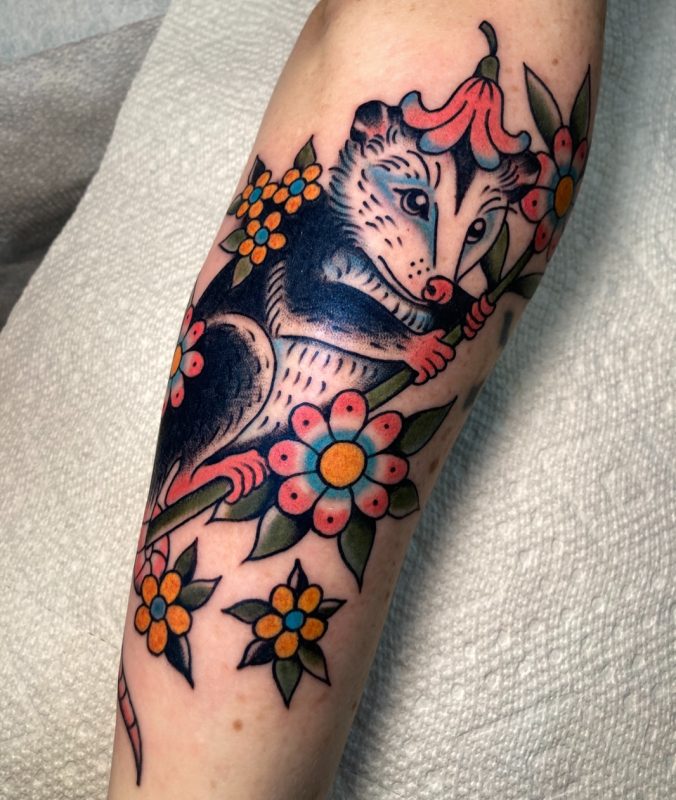 Possum and Flowers