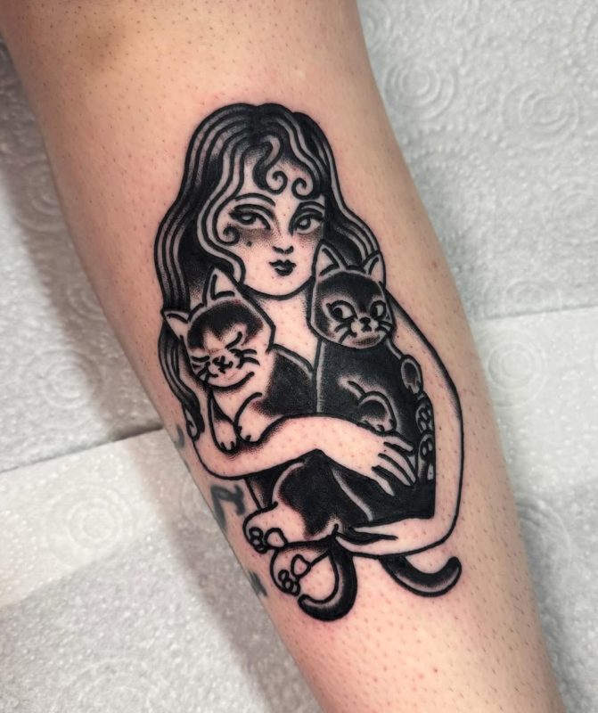 Girl with Cats