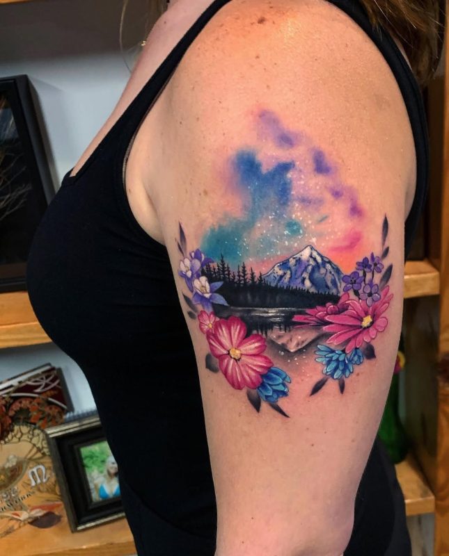 Mountain Floral Scene