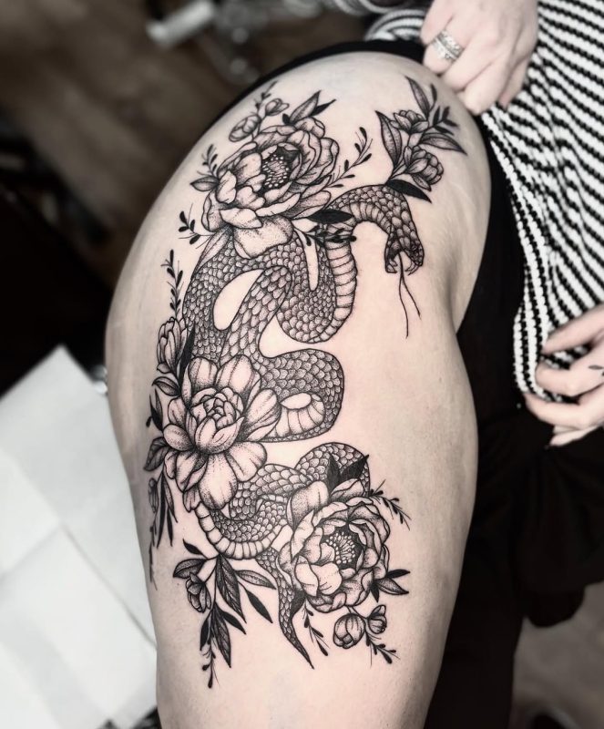 Snake and Flowers