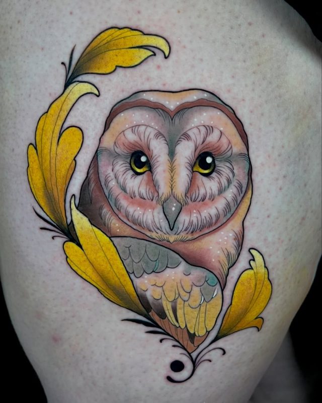 Owl with Leaves