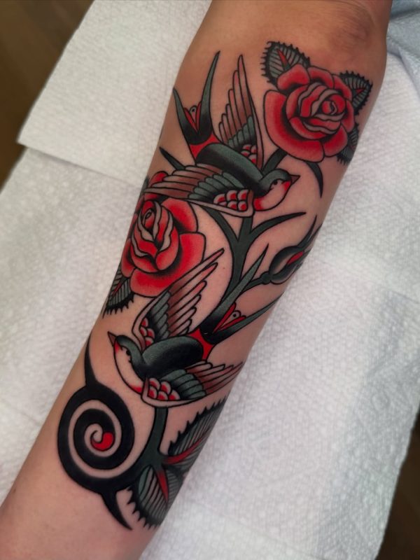 Swallows and Roses