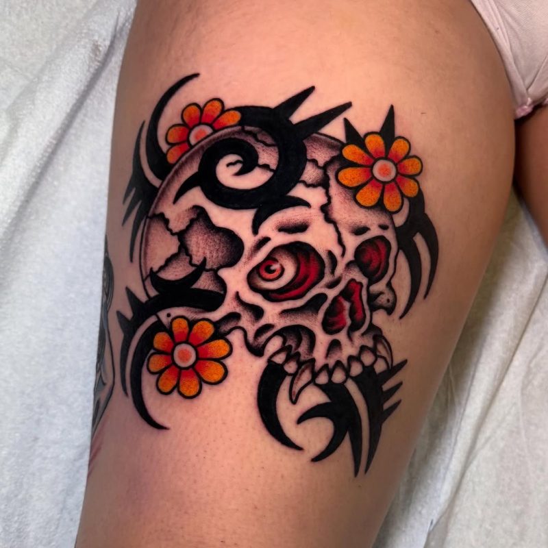 Skull with Flowers