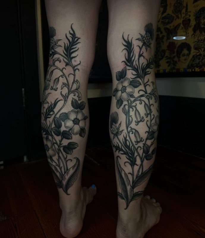Floral Calf Tattoo