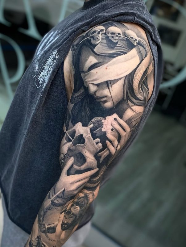 Blindfolded Woman Skull