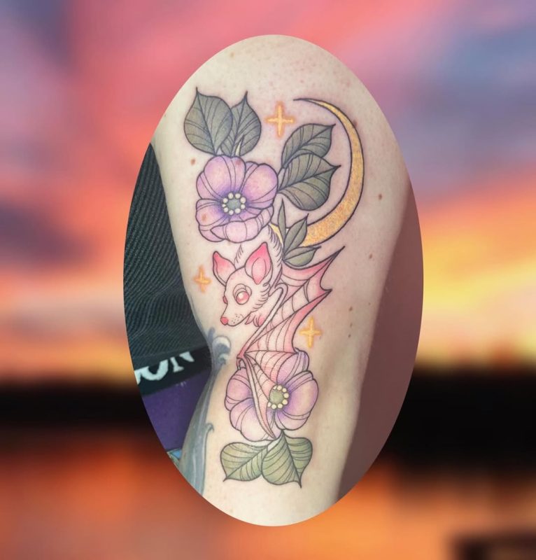 Bat and Flowers