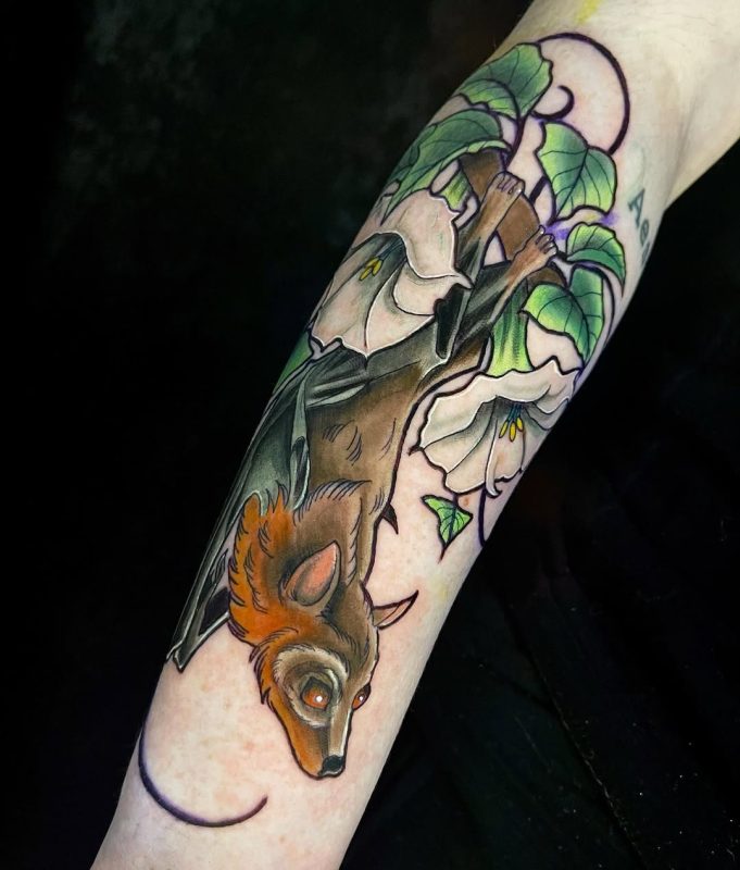 Bat and Flowers