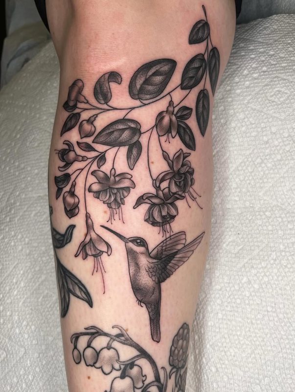 Hummingbird and Flowers