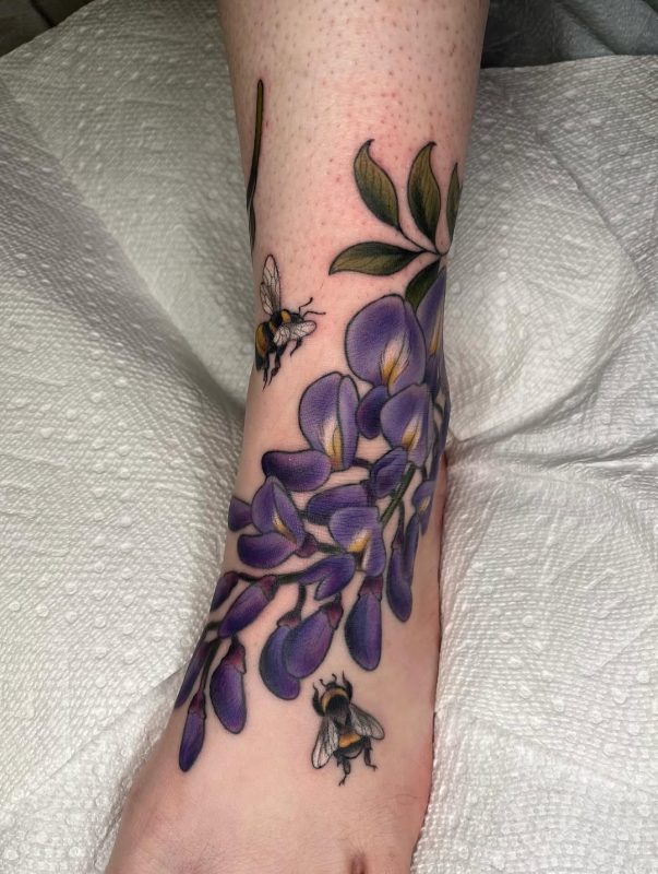 Purple Wisteria Bees
