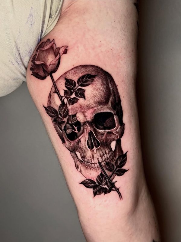 Skull with Rose