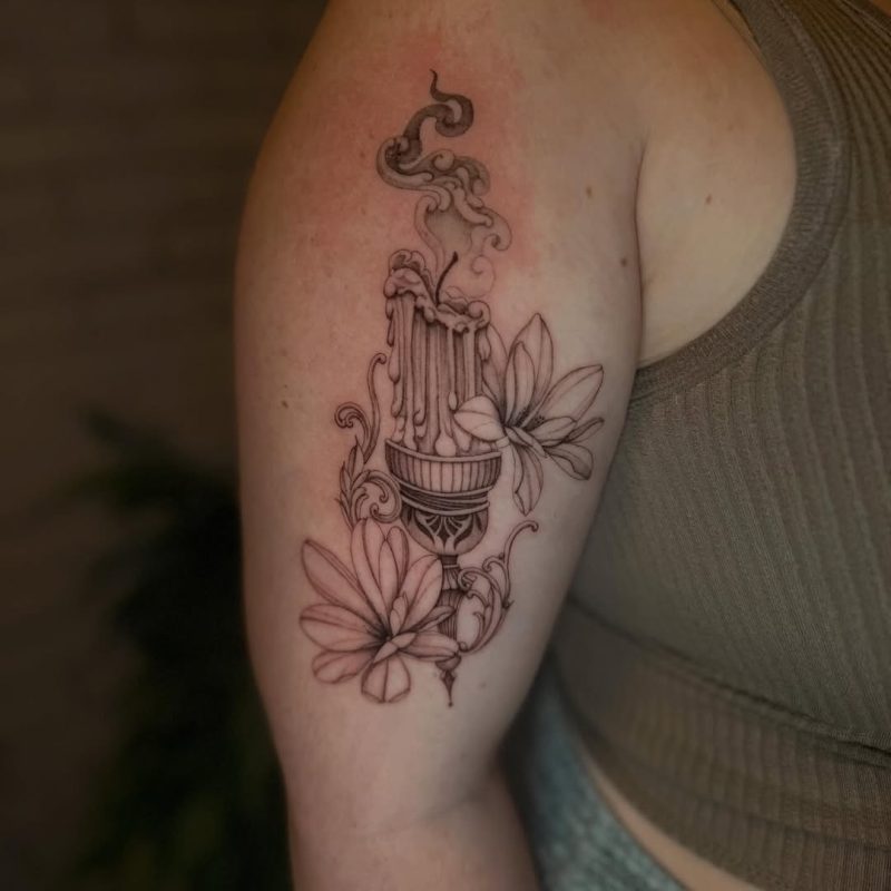 Candle and Flowers