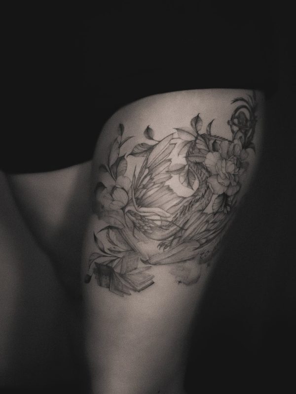 Floral bird sketch