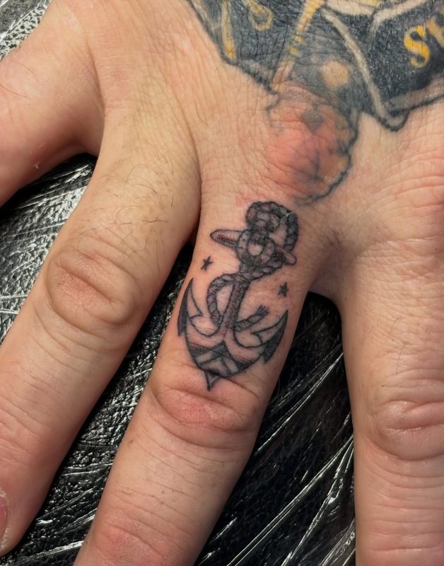 Anchor Finger Tattoo