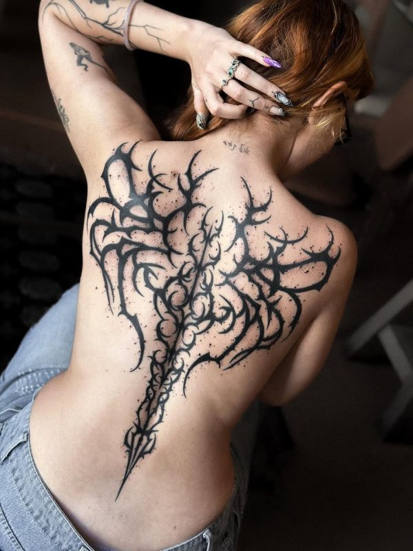 Abstract Blackwork Spine