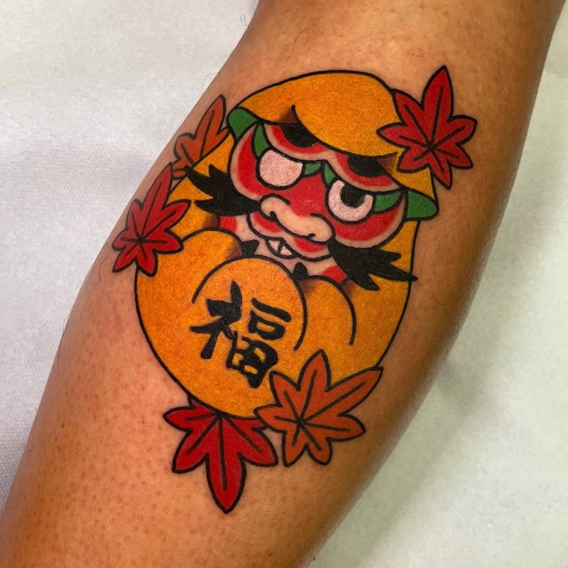 Daruma with Leaves