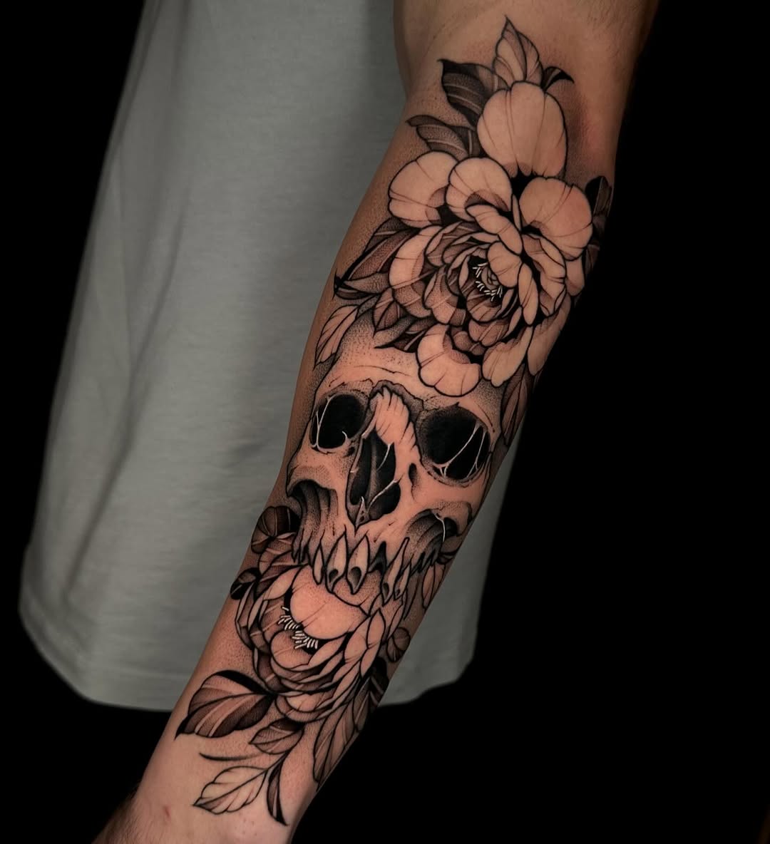 Skull with Flowers